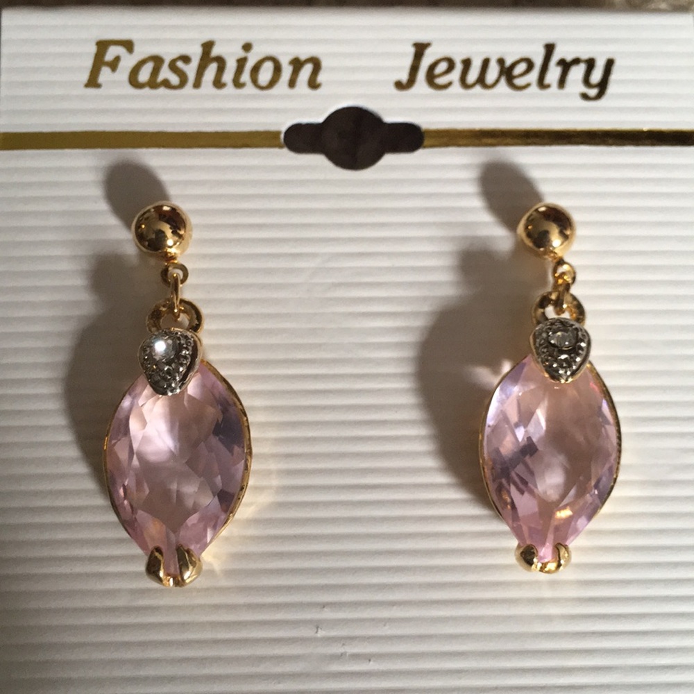 Vintage pink stone earrings - Picture 3 of 6